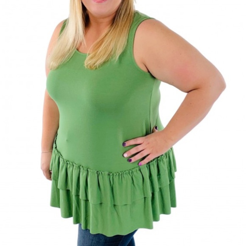 Plus Sleeveless Tank with Ruffle Hem